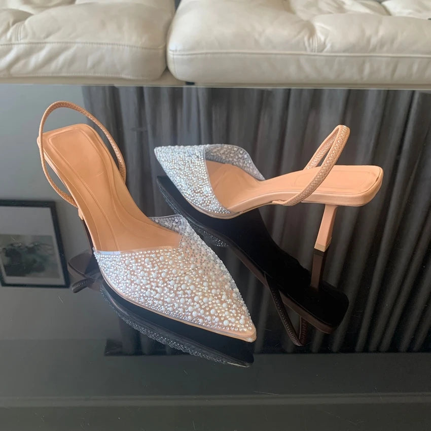 Navando | Spitse Slingback Pump Met Parel
