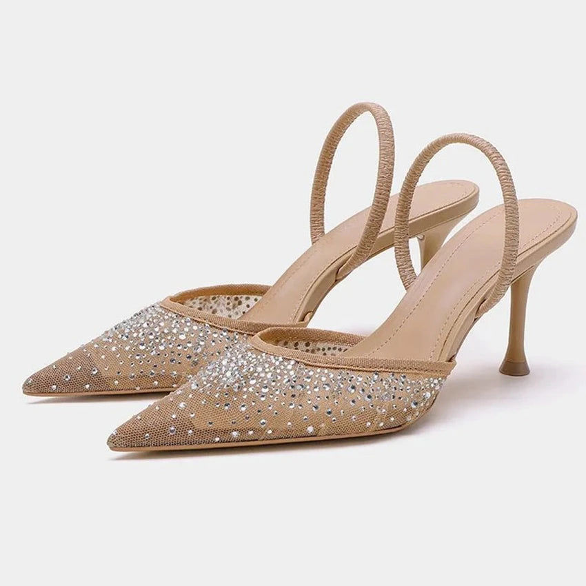 Navando | Spitse Slingback Pump Met Strass