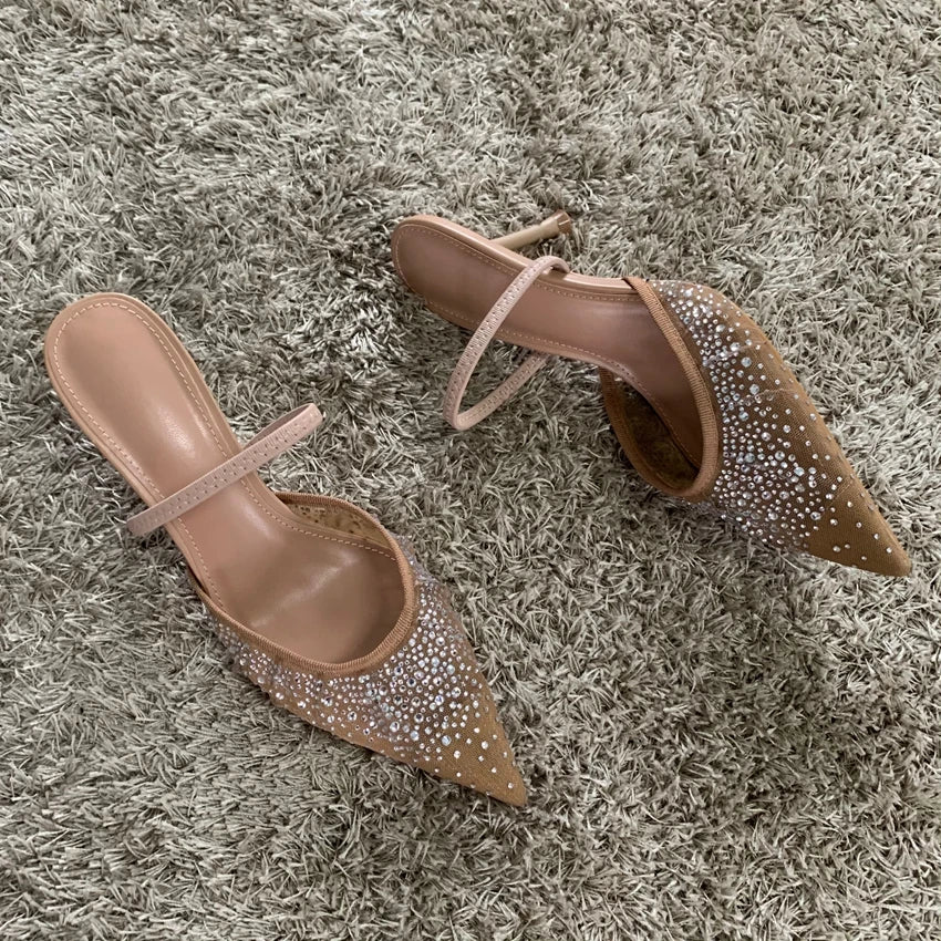 Navando | Spitse Slingback Pump Met Strass