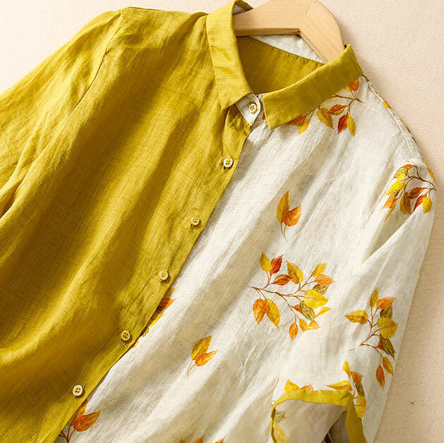 Navando | Tweekleurige Blouse Met Bloemenprint