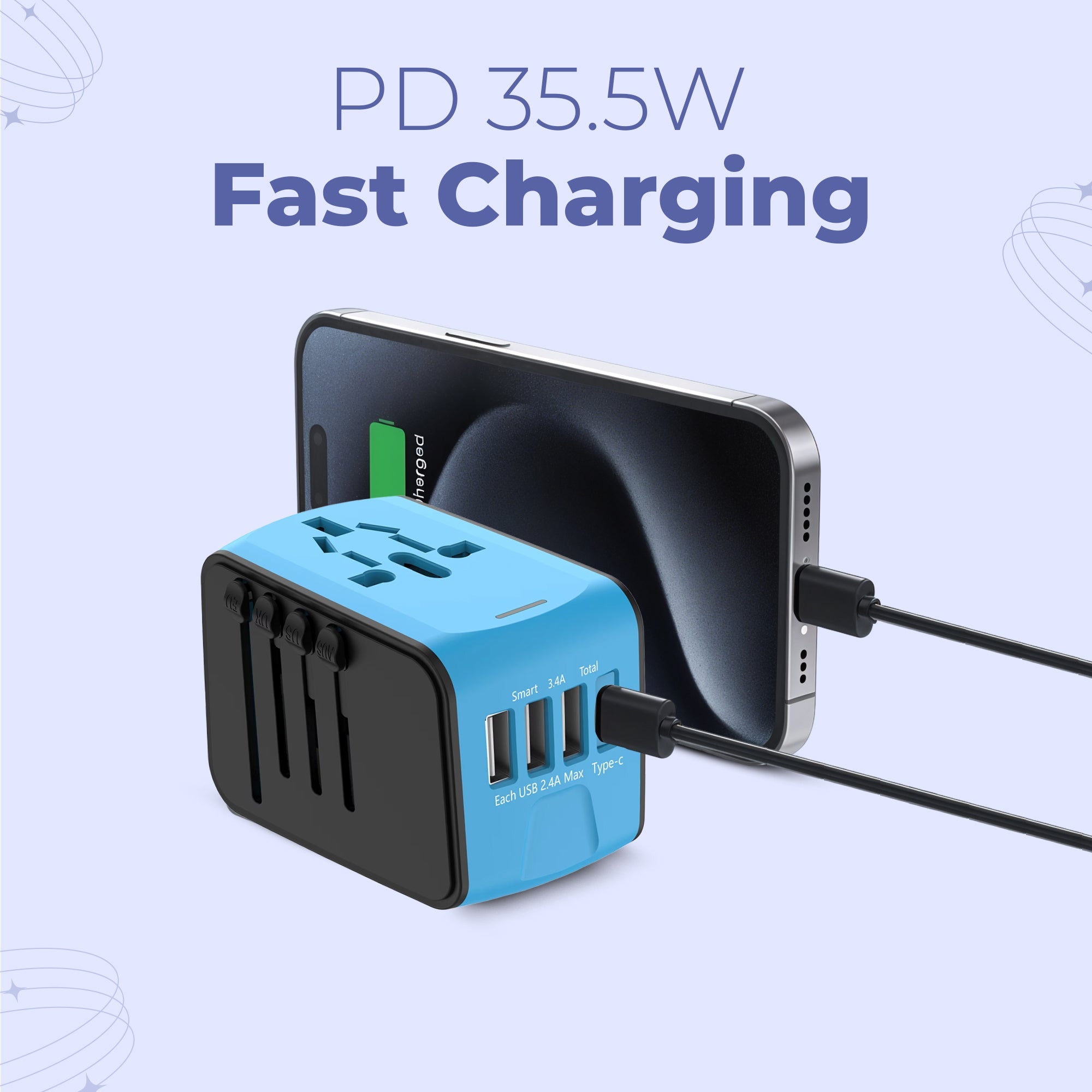 Navando | Universele Reisadapter Met USB-Poorten
