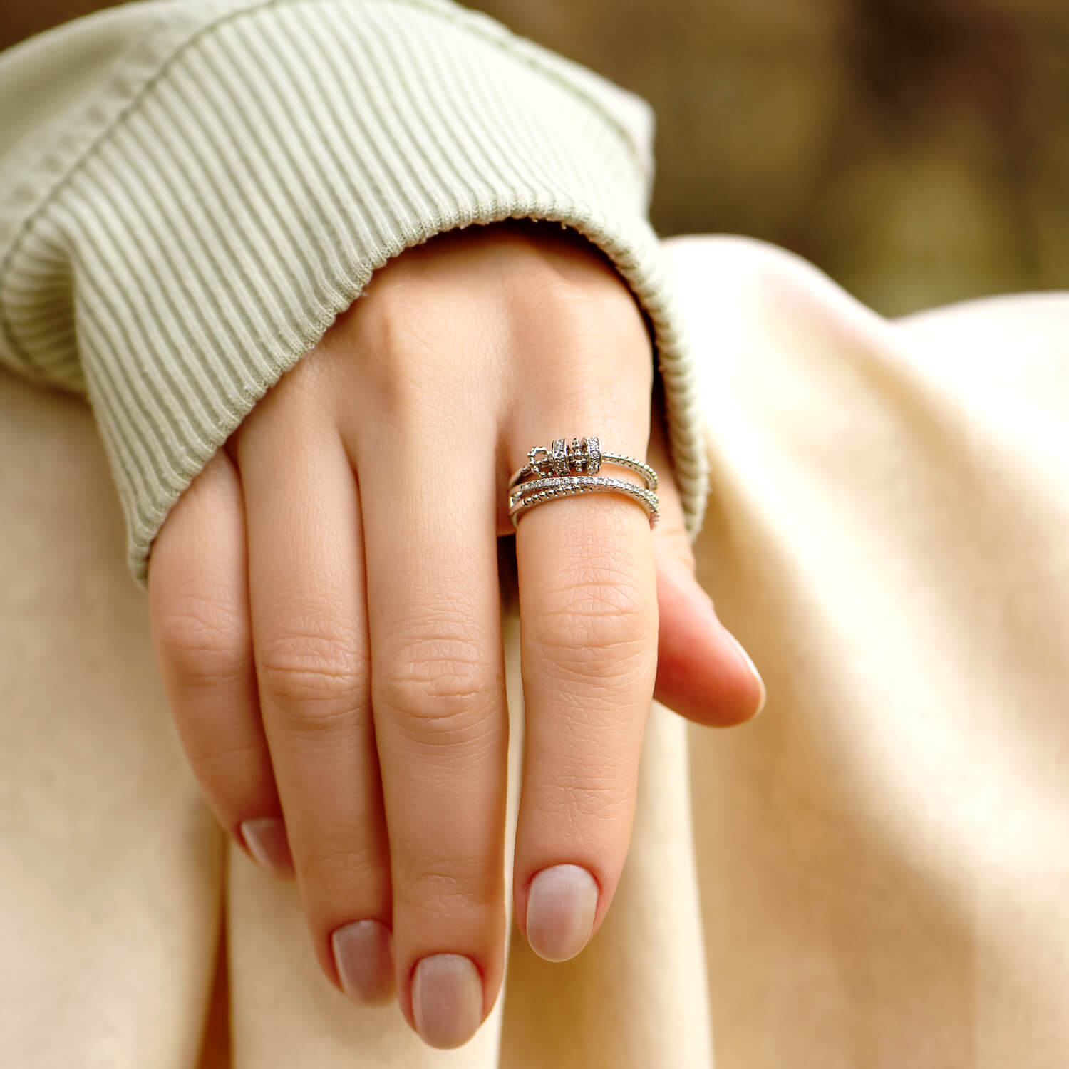 Navando | Verstelbare Zilveren Fidget Ring Voor Dames