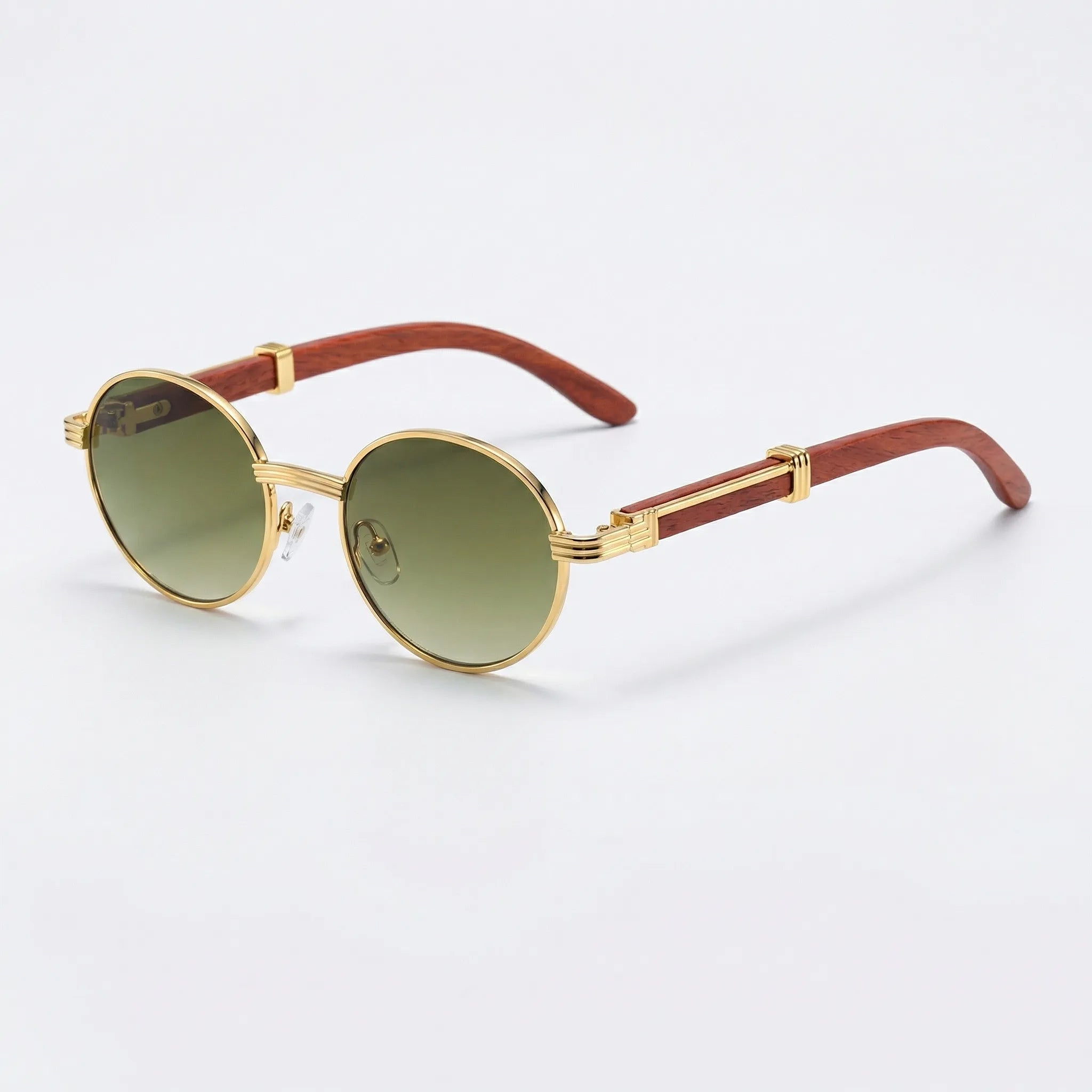Navando | Vintage Ovale Zonnebril Met Houten Poten