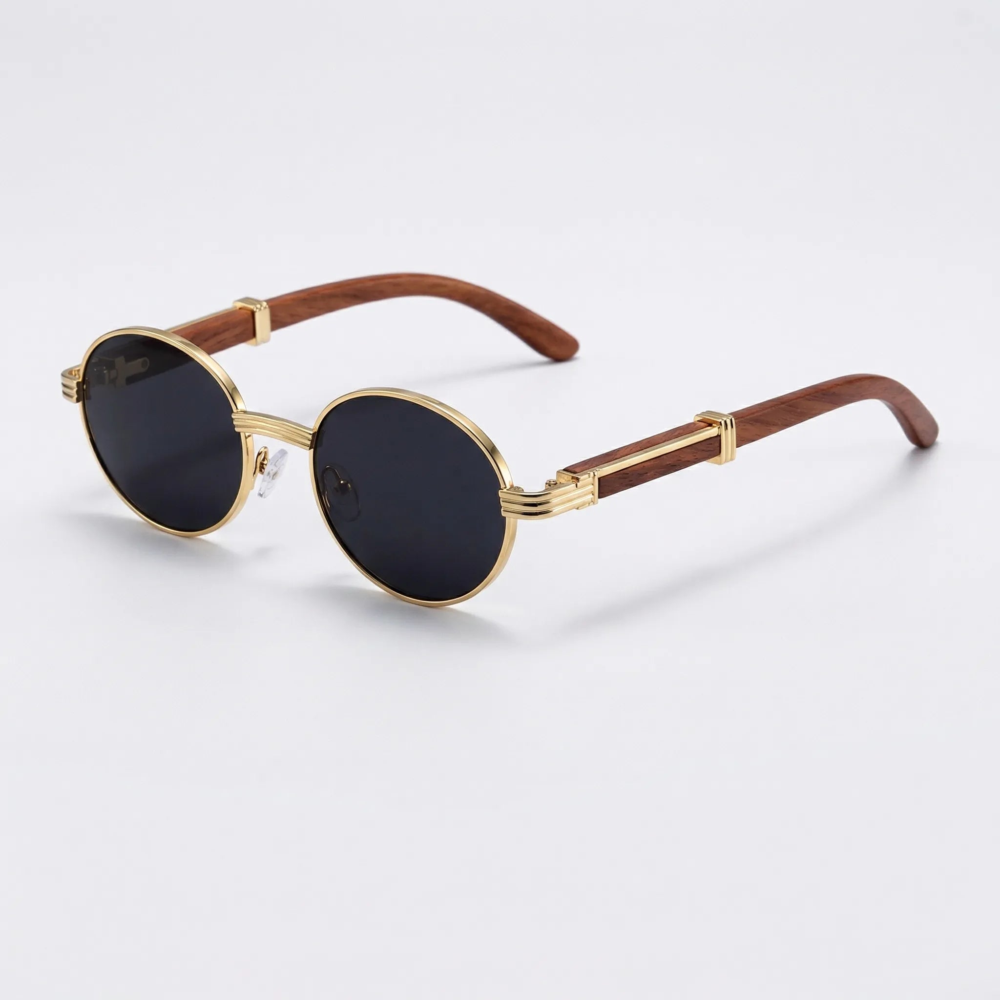 Navando | Vintage Ovale Zonnebril Met Houten Poten