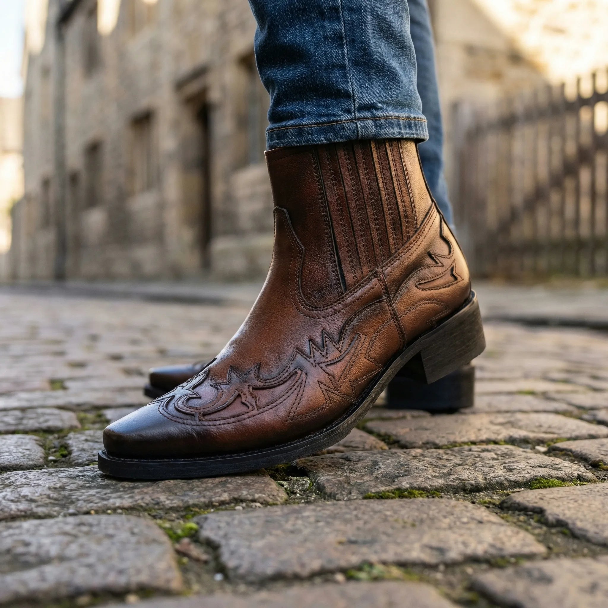 Navando | Vintage Western Enkellaarzen Voor Heren