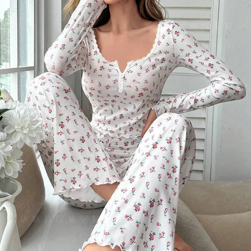 Nieuwe dames | Bloemenprint pyjamaset 6