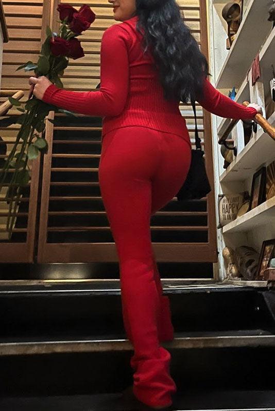 Dani - Ensemble Tricoté – Pantalon Taille Haute et Top à Capuche