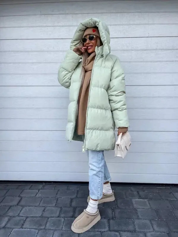 Alina – Manteau Long Matelassé à Capuche pour Femmes