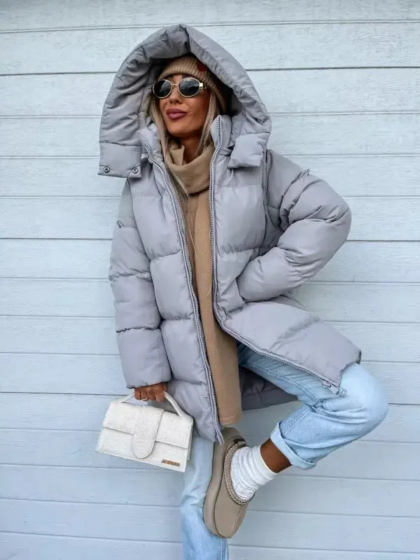 Alina – Manteau Long Matelassé à Capuche pour Femmes