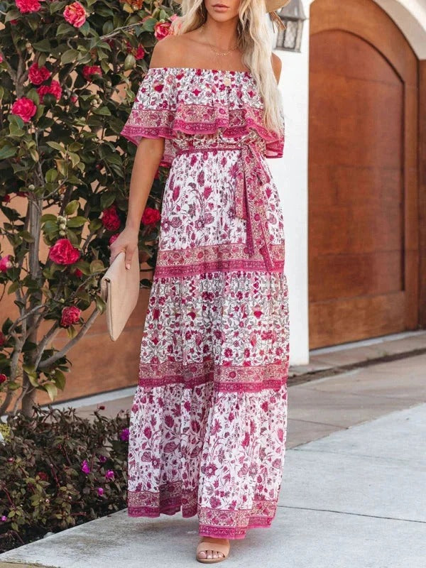 Off-Shoulder Maxi Jurk | Navando