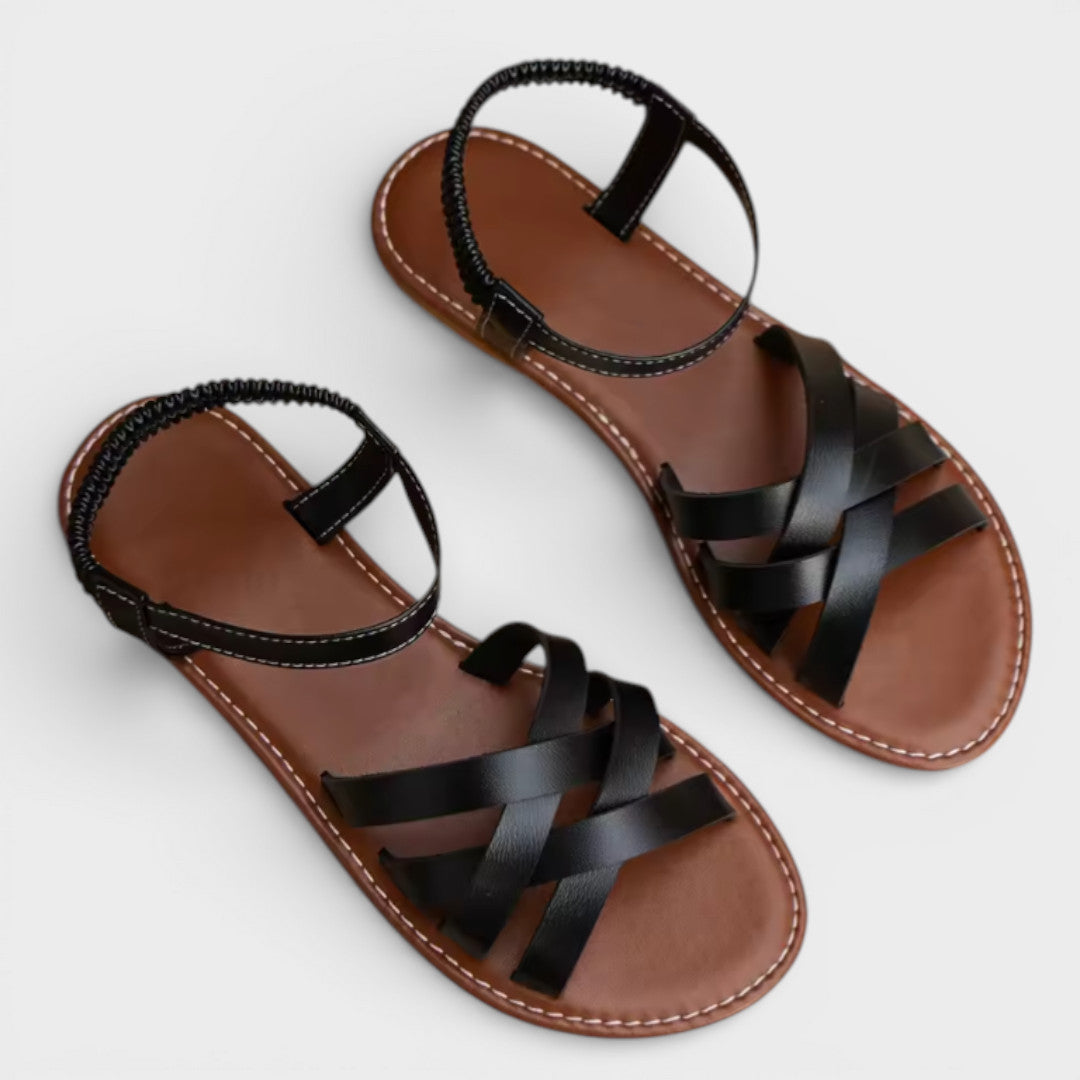 Onbekend | Gekruiste bandjes platte sandalen 2