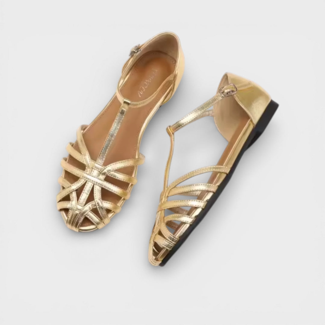 Onbekend | Gekruiste bandjes platte sandalen 4