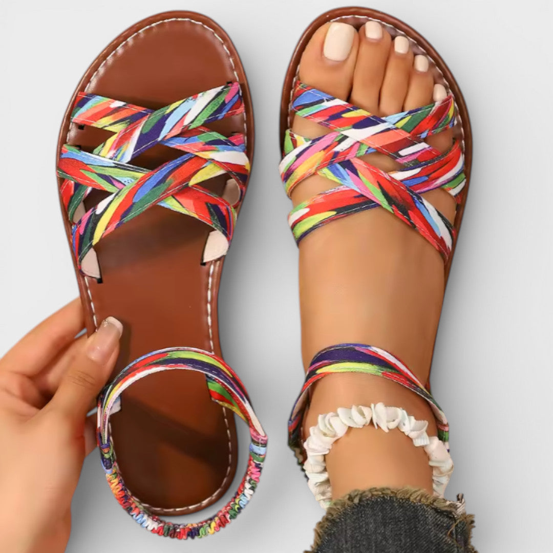 Onbekend | Gekruiste bandjes platte sandalen 9