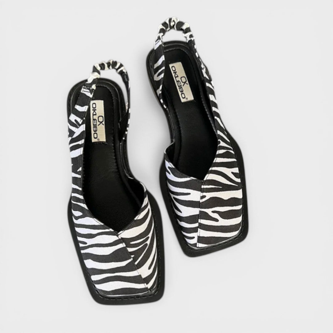 Onbekend | Platte slingback-sandalen met vierkante neus 4
