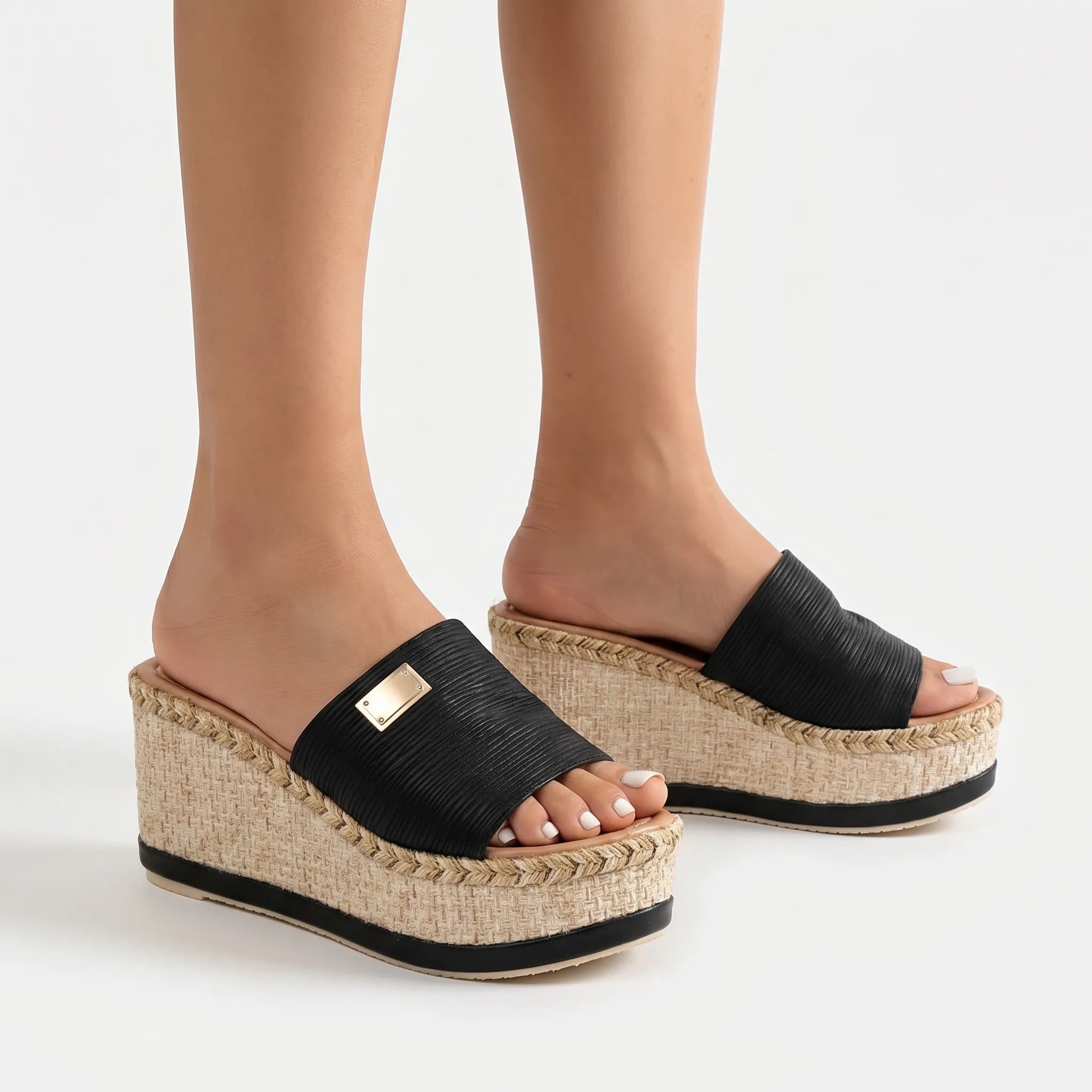 Open Instapsandalen Met Plateauzool | Navando