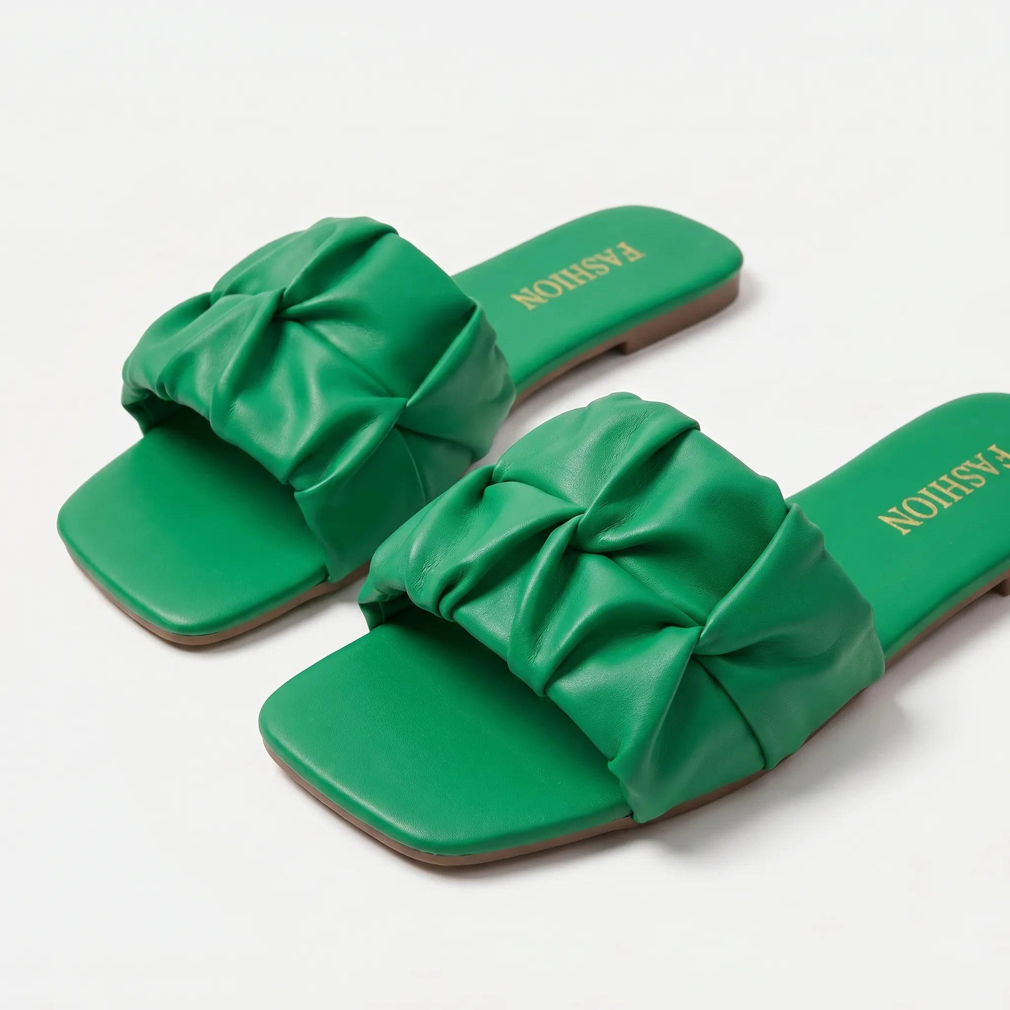 Platte Instapslippers Met Geplooide Band | Navando