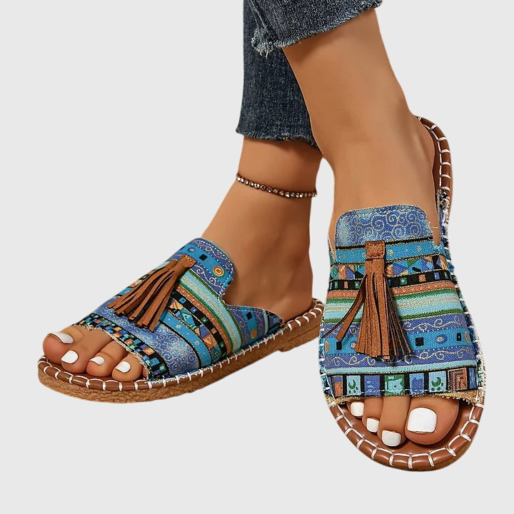Platte Sandalen Met Boho Print | Navando