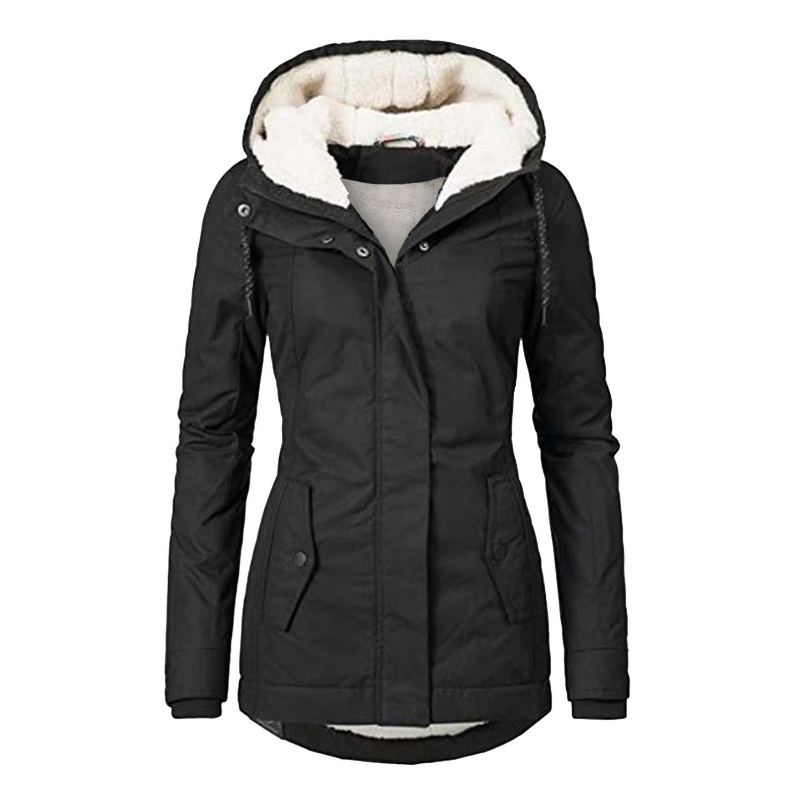 Polyester damesjack, water- en winddicht, elegante winterstijl 0