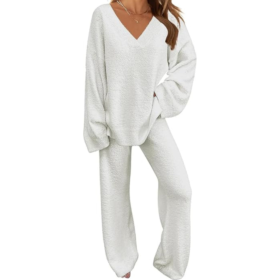 Rianne | Zacht fleece lounge set met wijde broek 1