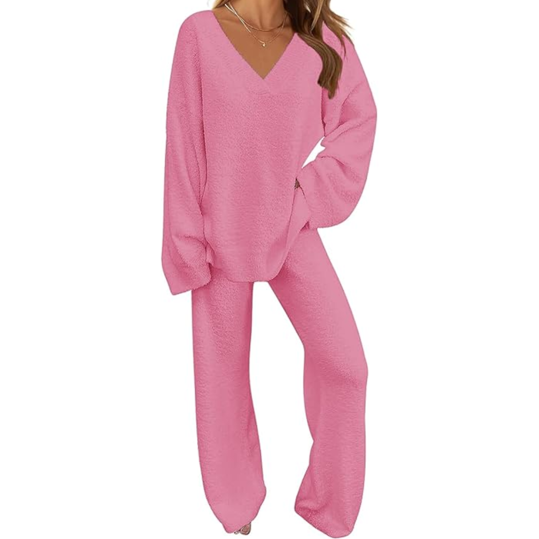 Rianne | Zacht fleece lounge set met wijde broek 3