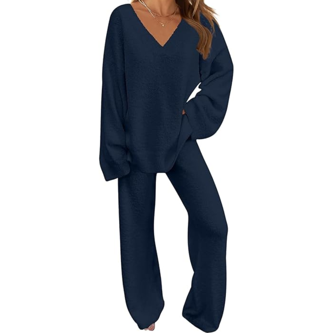 Rianne | Zacht fleece lounge set met wijde broek 4
