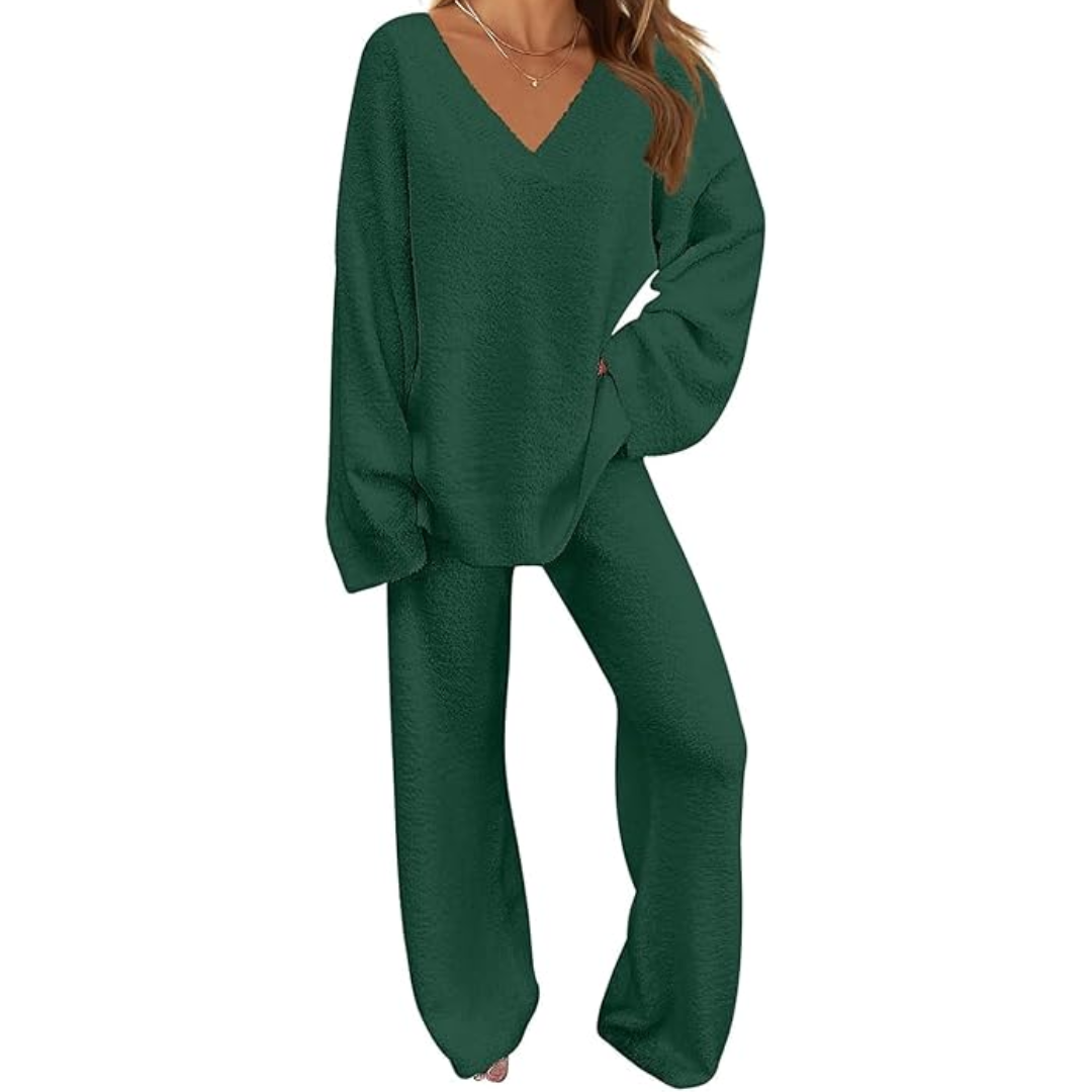 Rianne | Zacht fleece lounge set met wijde broek 5