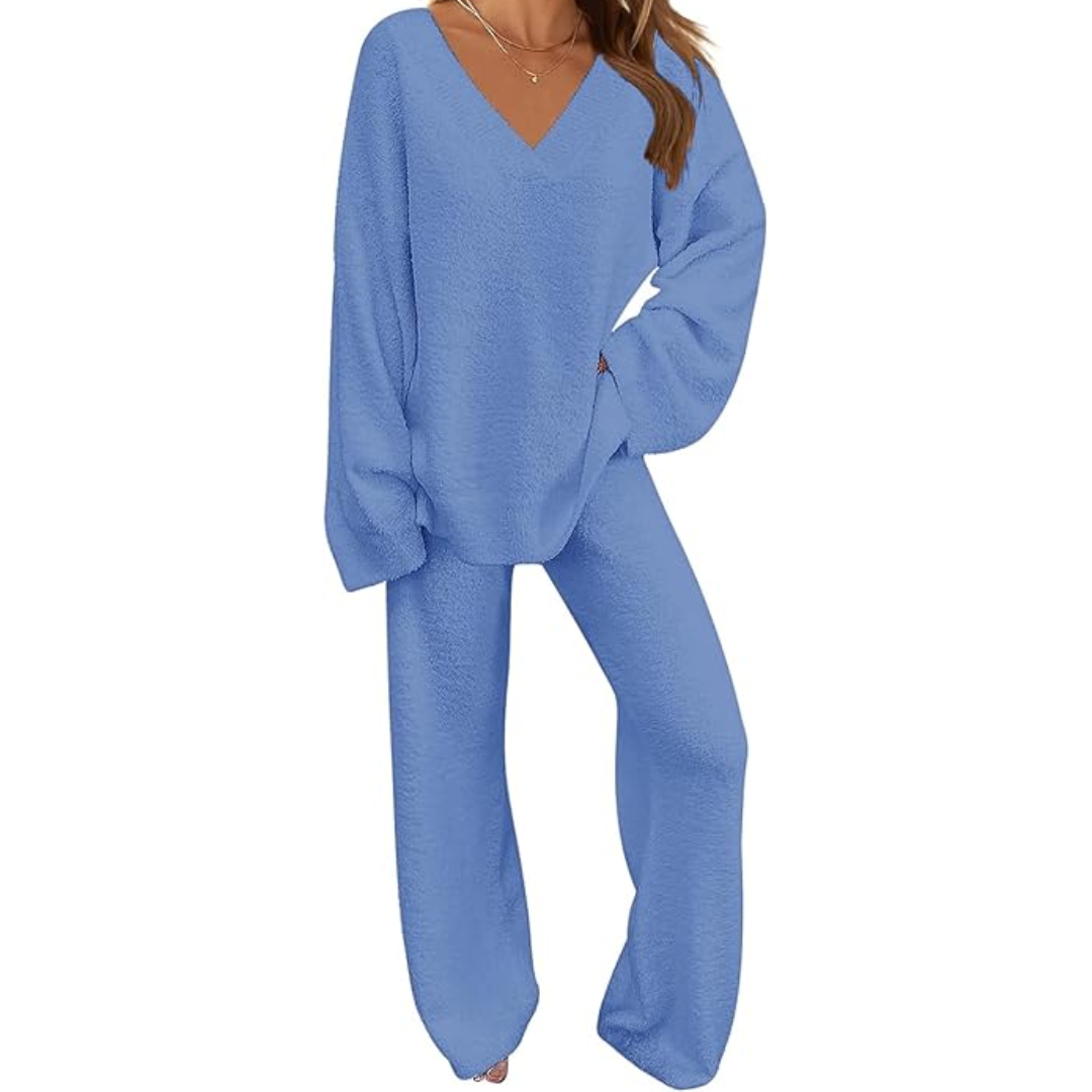 Rianne | Zacht fleece lounge set met wijde broek 6
