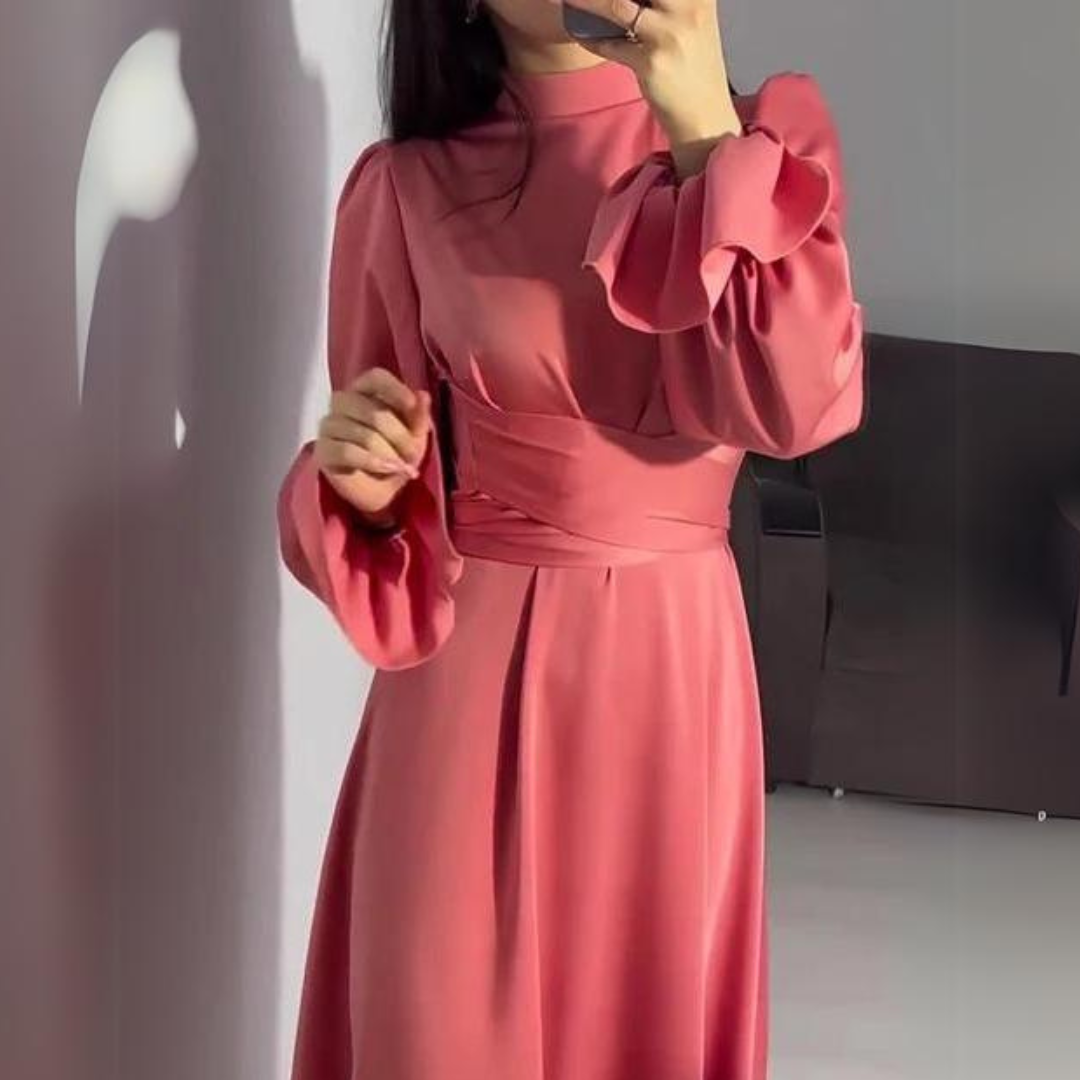 Leandra - Robe soyeuse à manches longues