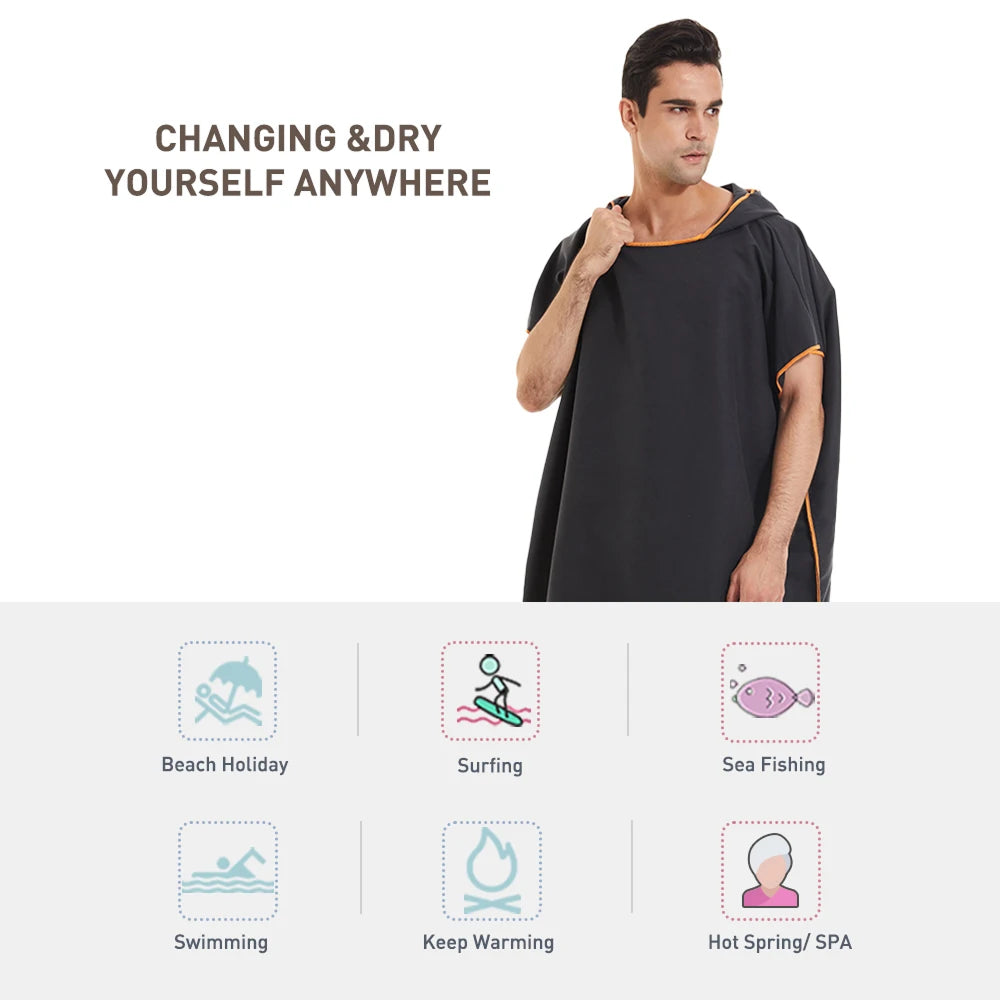 Ruime Sneldrogende Surfponcho Met Capuchon | Navando