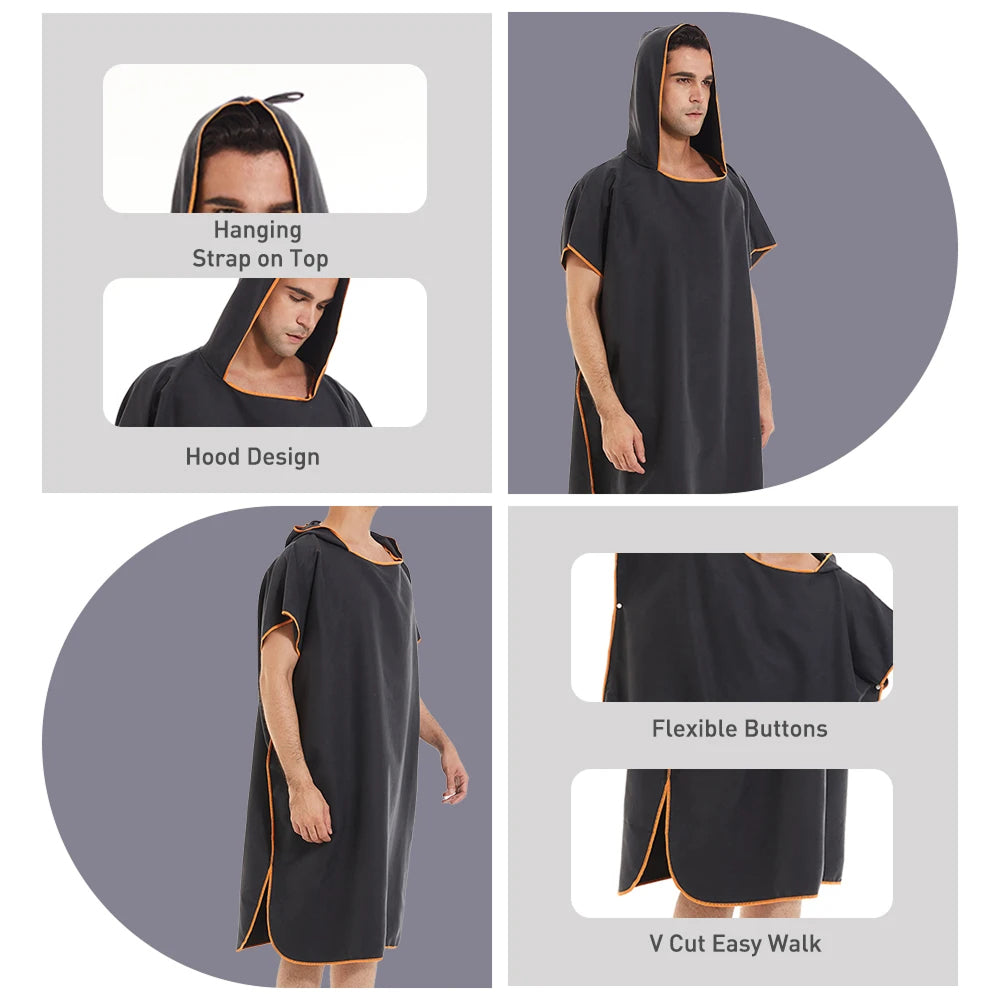 Ruime Sneldrogende Surfponcho Met Capuchon | Navando