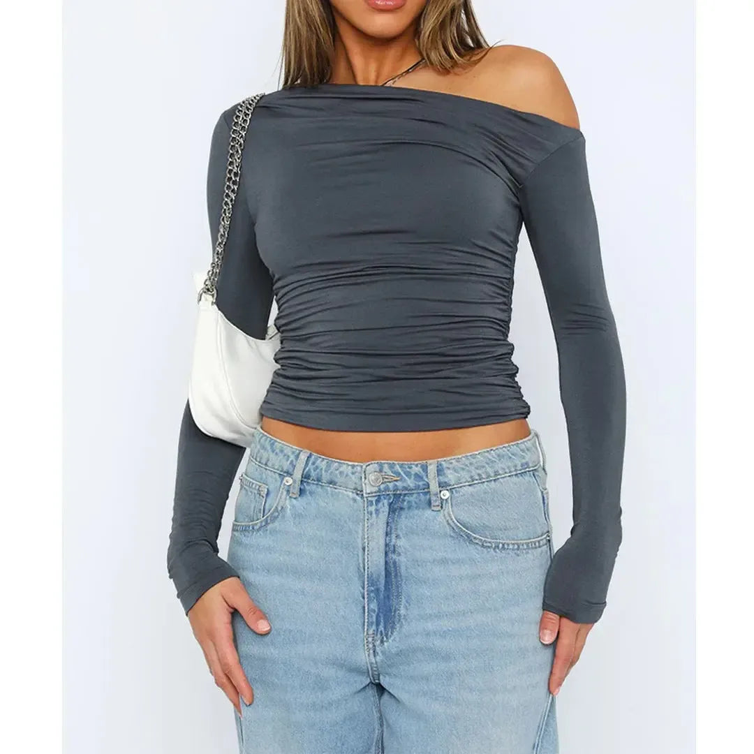 Sofia - One-Shoulder-Top mit langen Ärmeln für Damen