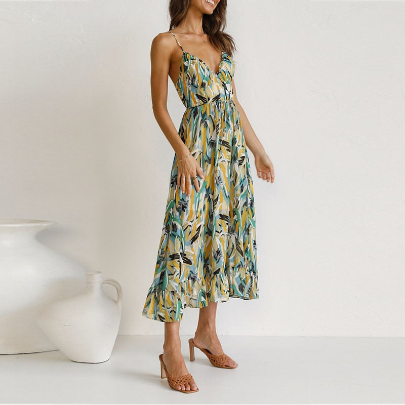 Louisa - Maxi Zomerjurk met print
