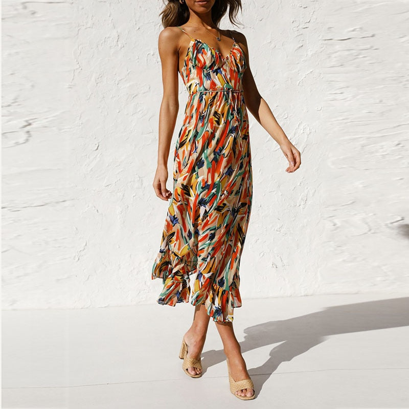 Louisa - Maxi Zomerjurk met print