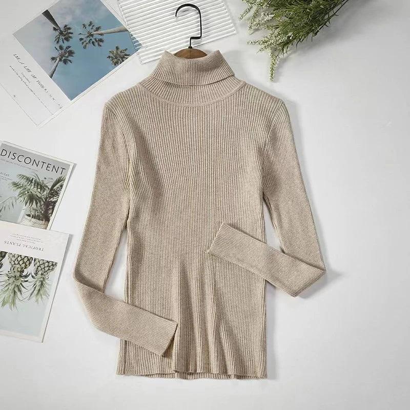 Nina - Winter effen slanke gebreide trui