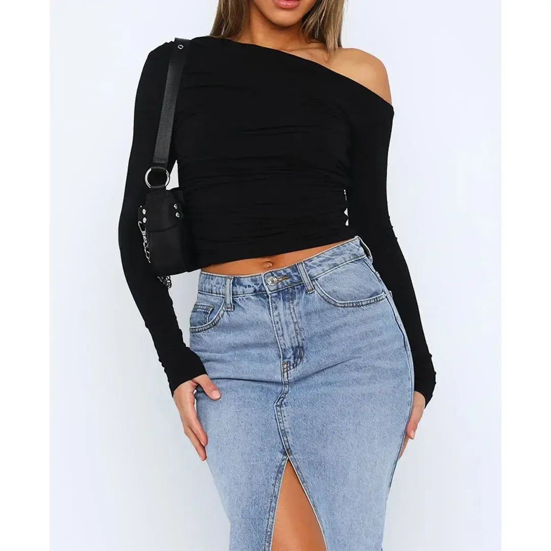 Sofia - One-Shoulder-Top mit langen Ärmeln für Damen