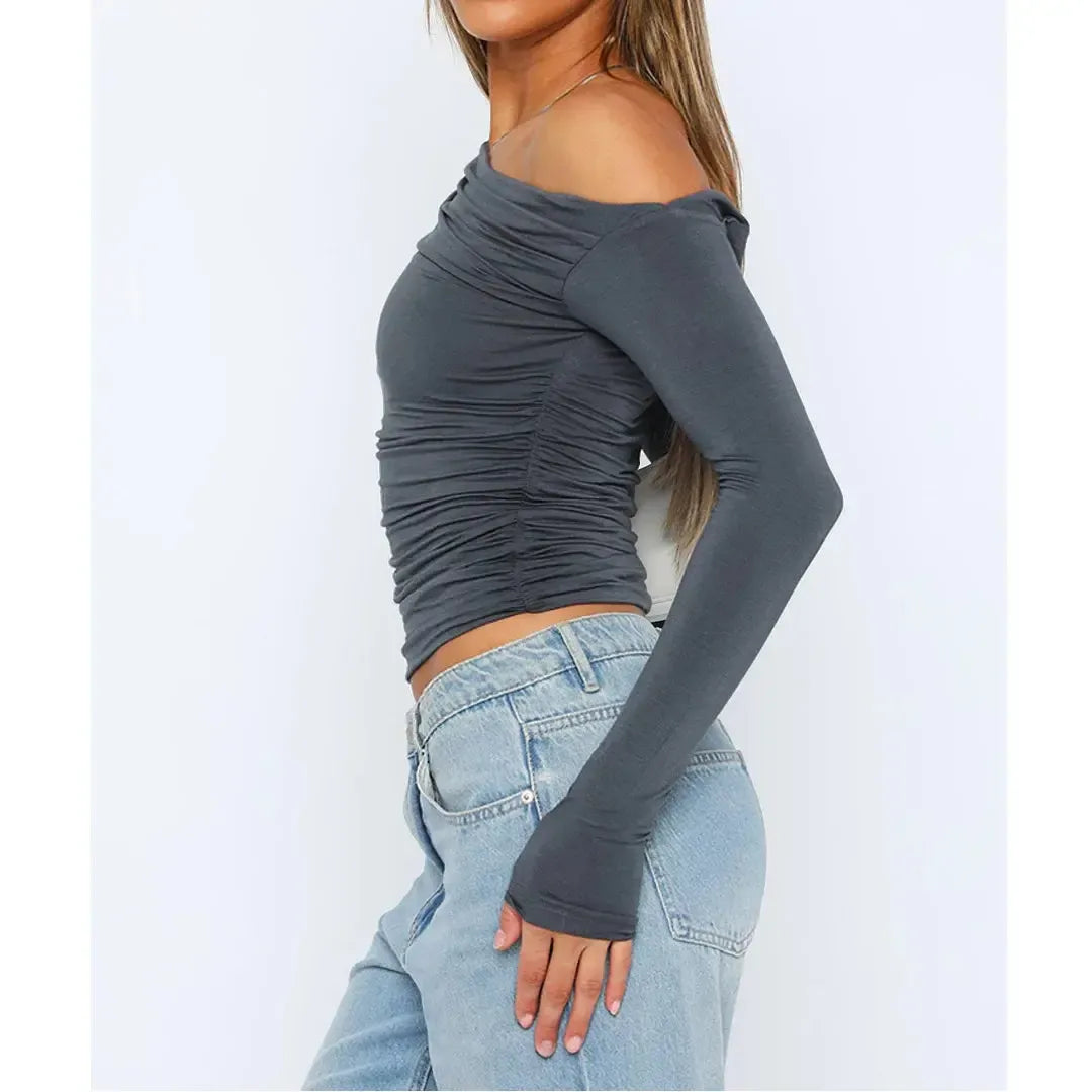Sofia - One-Shoulder-Top mit langen Ärmeln für Damen