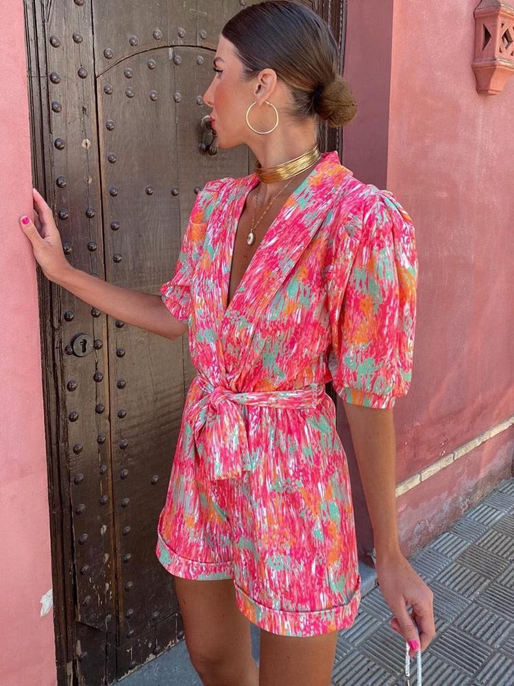 Jara - Comfortabele Jumpsuit met Korte Broek en Ceintuur
