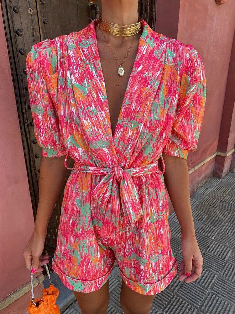 Jara - Comfortabele Jumpsuit met Korte Broek en Ceintuur
