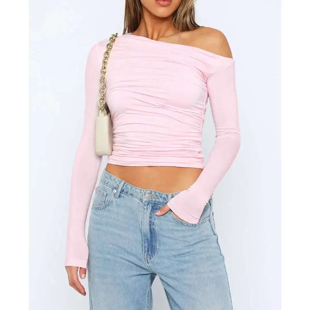 Sofia - One-Shoulder-Top mit langen Ärmeln für Damen