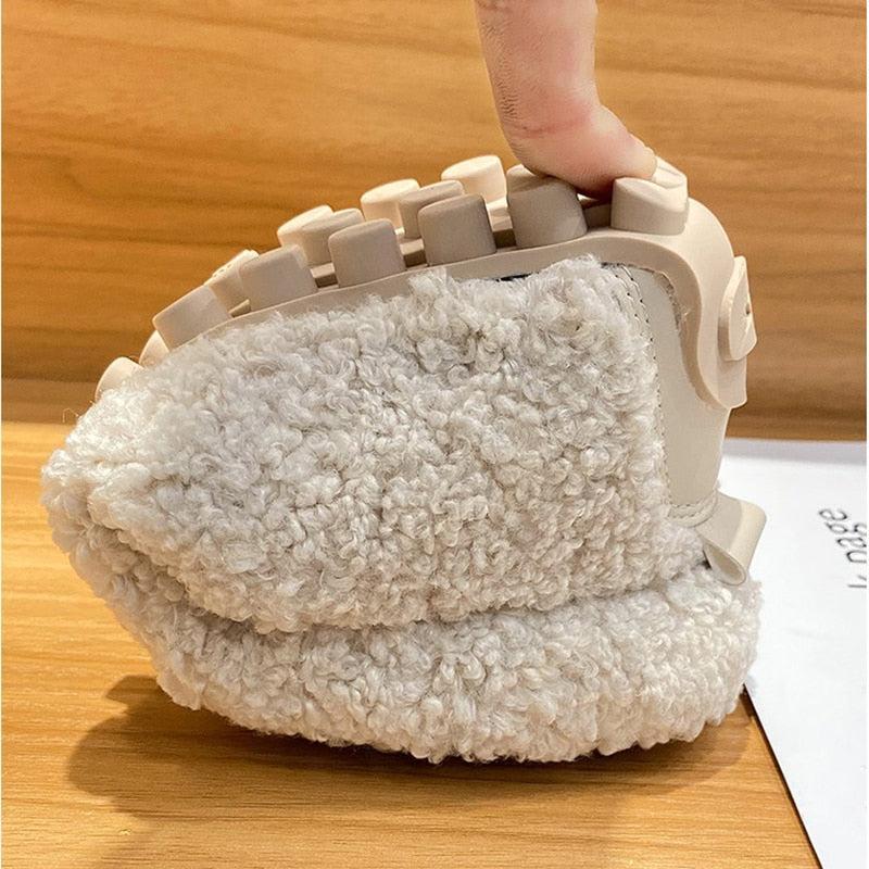 Sophia - Pluche Pantoffel Loafers met Teddy Stof