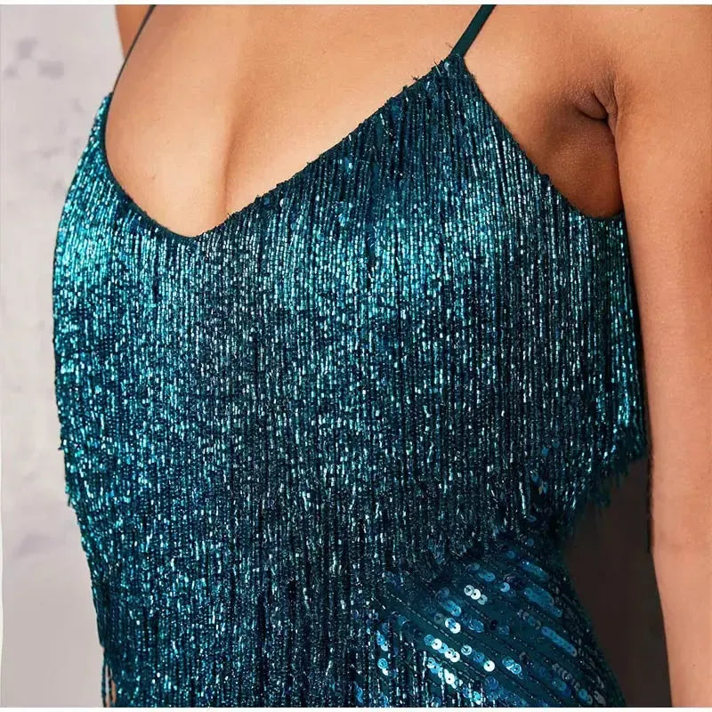 Marisol - Schitterende Sequins en Zwierige Tassels Mini Jurk