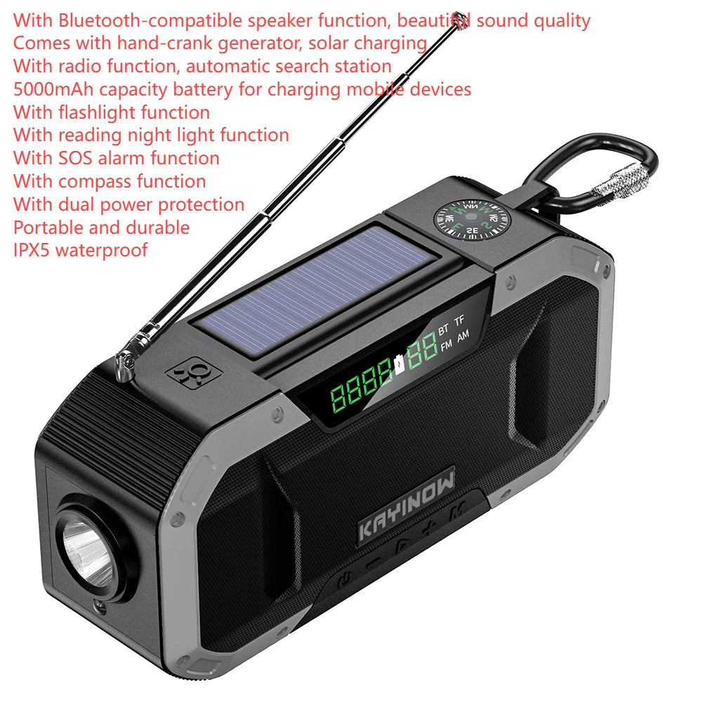 SOLAIRE | Draagbare noodradio met LED-zaklamp en SOS-alarm 1