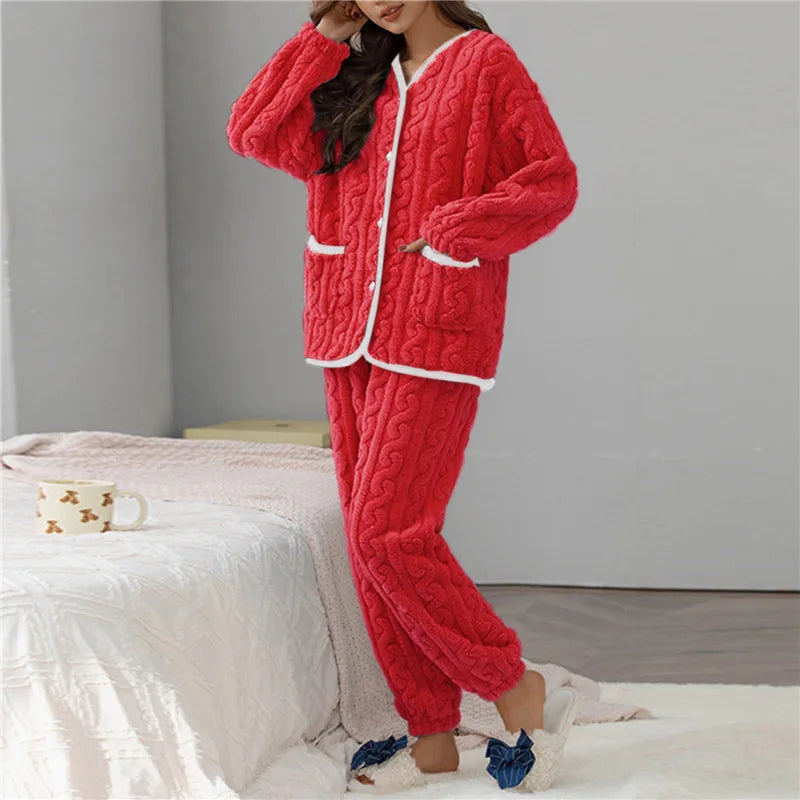 Sara | Comfortabele koraalfleece pyjama set 3