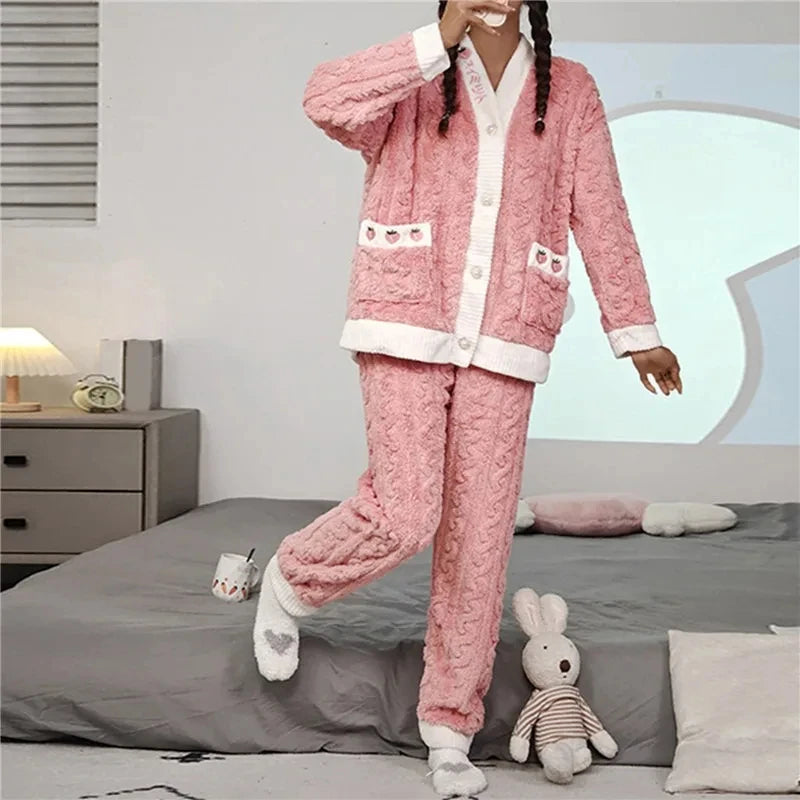 Sara | Comfortabele koraalfleece pyjama set 5