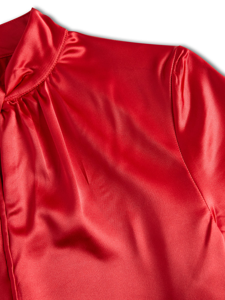 Satijnen Blouse Met Sleutelgatuitsnijding | Navando
