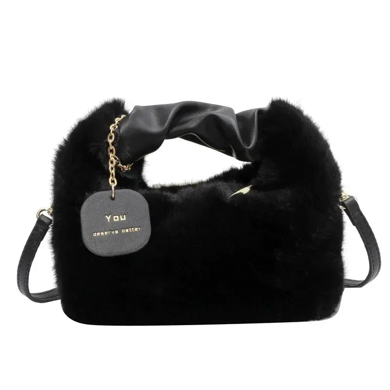 Mia - Flauschige Handtasche mit Crossbody – Luxus und Funktionalität