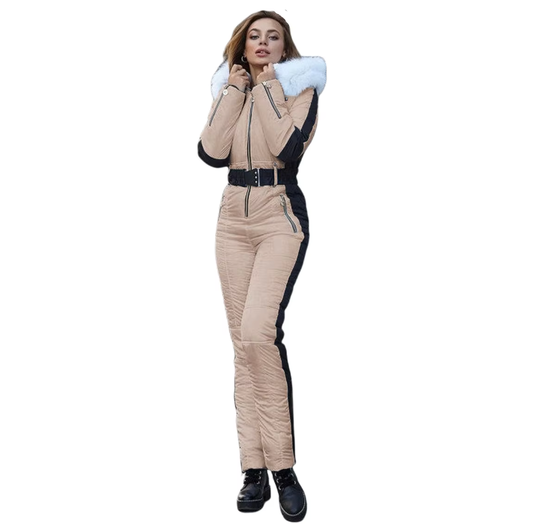 Lucy - Warm en Stijlvol Skipak met Capuchon en Ceintuur