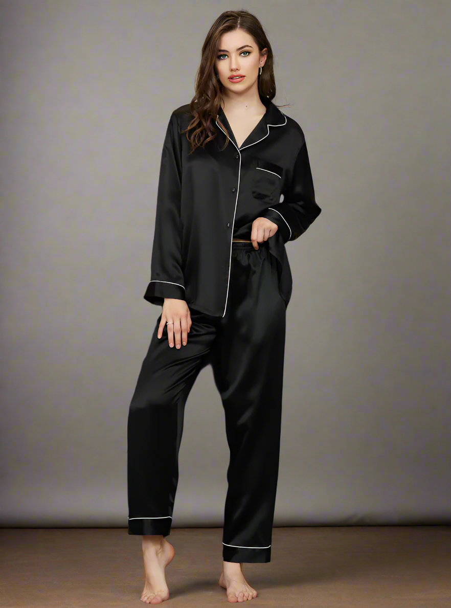 Sophia - Ensemble pyjama classique deux pièces en soie