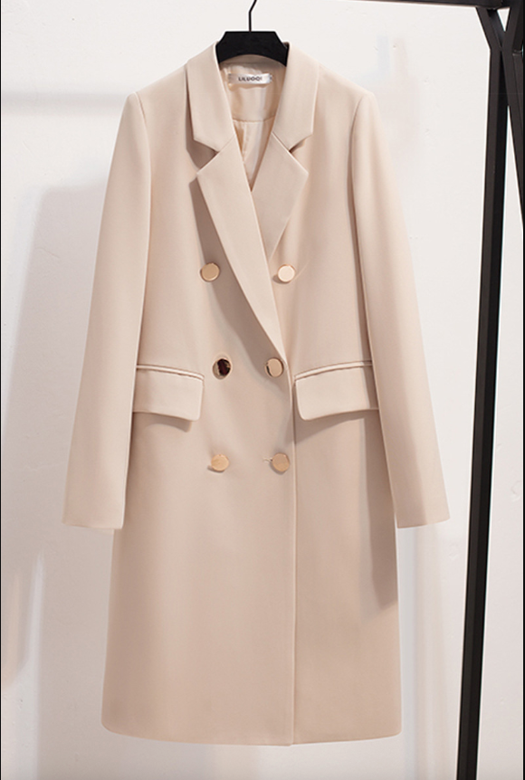 Lange elegante zakelijke trenchcoat – moderne eenknoopsjas voor op kantoor