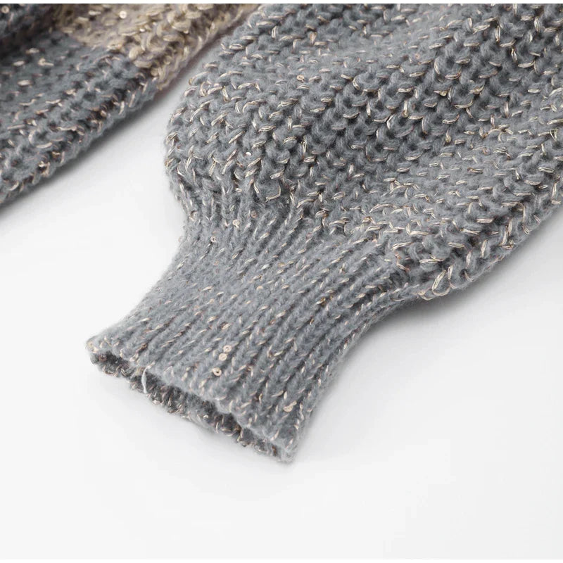 Alyssa - Comfortabel en Stijlvol Gebreid Vest met Rits en Glitters